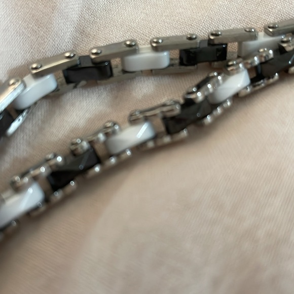 Black and white clamp bracelet stainless steel comment if interested - Picture 5 of 5